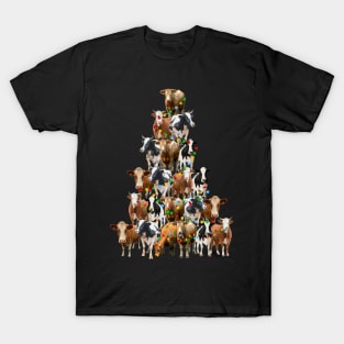 Funny Christmas Cows Tree T-Shirt